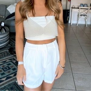 Pearl Beaded Statment Crop Top | Worn Once |